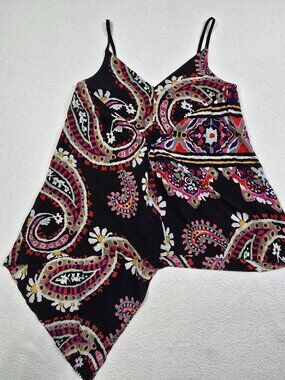 Anthropologie HD In Paris Paisley Handkerchief Hem 100% Silk Top Size 0